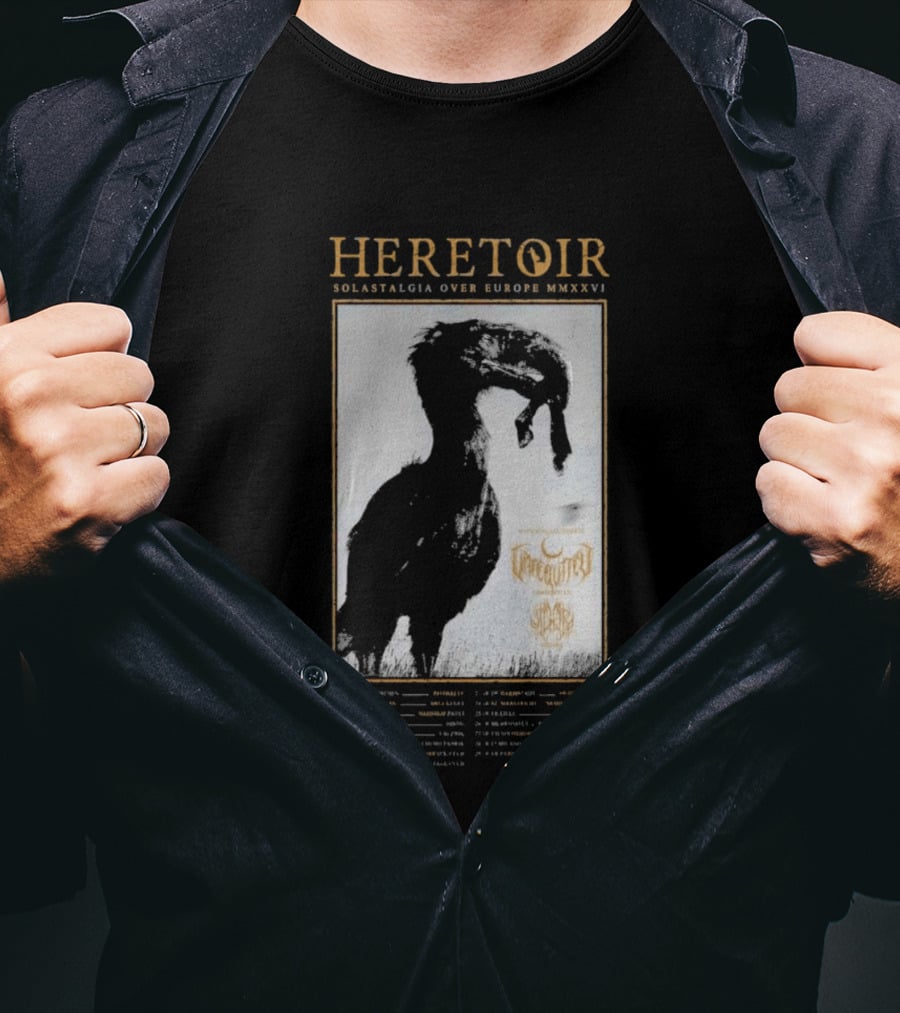 HERETOIR Solastalgia Over Europe MMXXVI Tour 2026 With Special Guests Farsot Agrypnie Black Crane T-Shirt