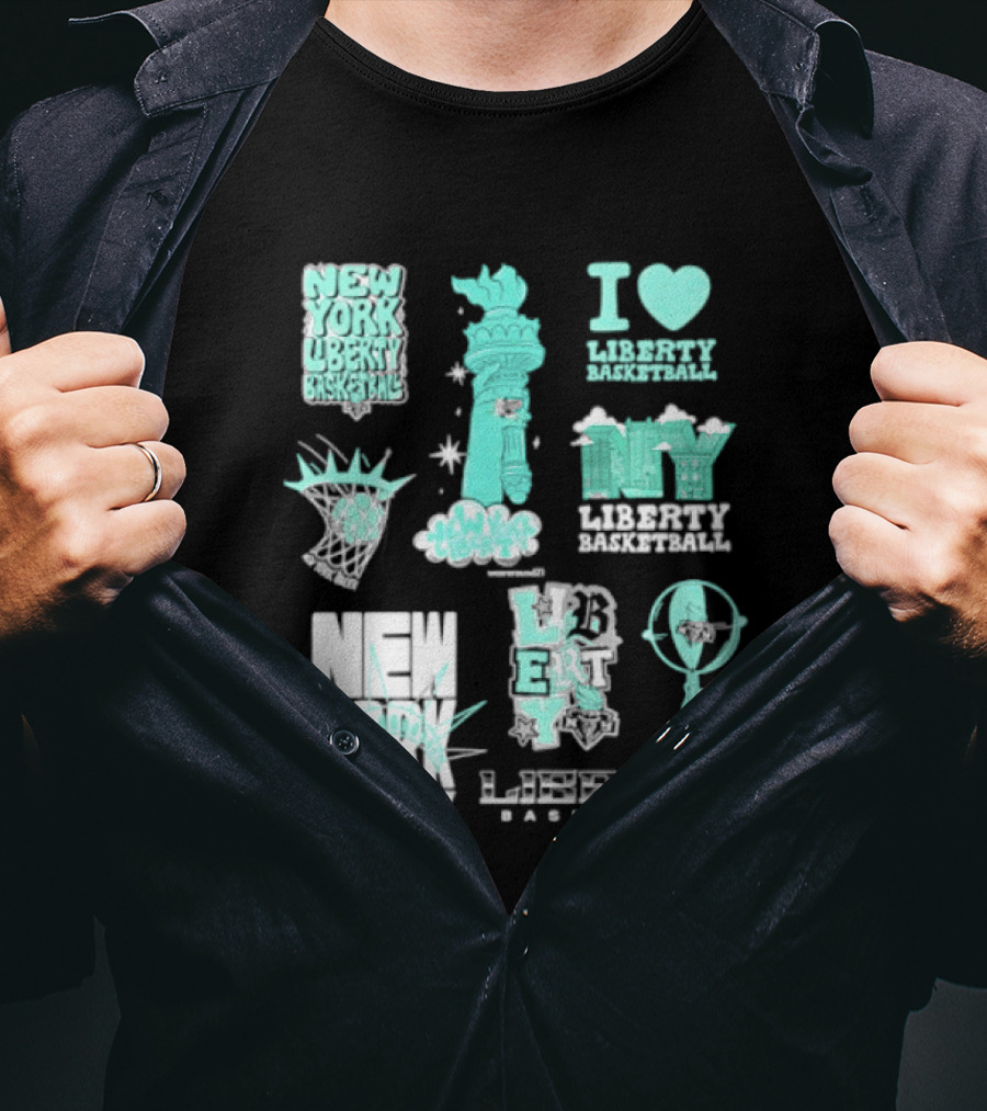 New York Liberty I Love Liberty Basketball Statue Of Liberty T-Shirt