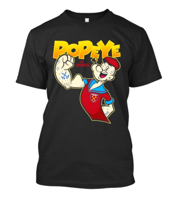 Popeye The Hammer West Ham United Crest Vintage Cartoon T-Shirt