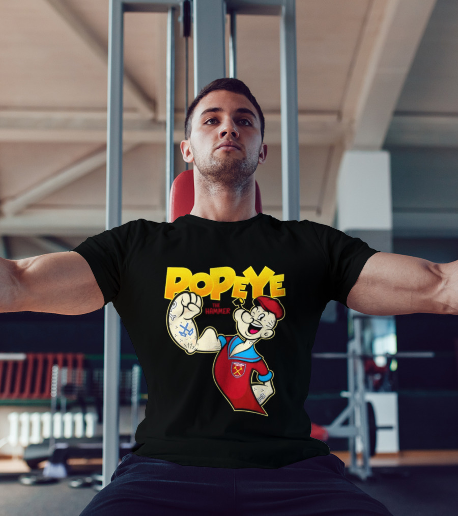 Popeye The Hammer West Ham United Crest Vintage Cartoon T-Shirt
