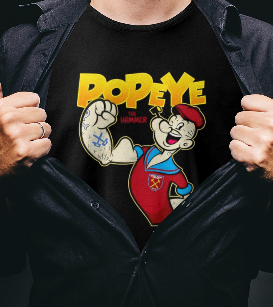 Popeye The Hammer West Ham United Crest Vintage Cartoon T-Shirt