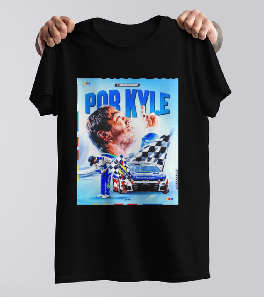 Nascar Cup Series Por Kyle 2026 Racing Celebration With Checkered Flag And Race Car T-Shirt