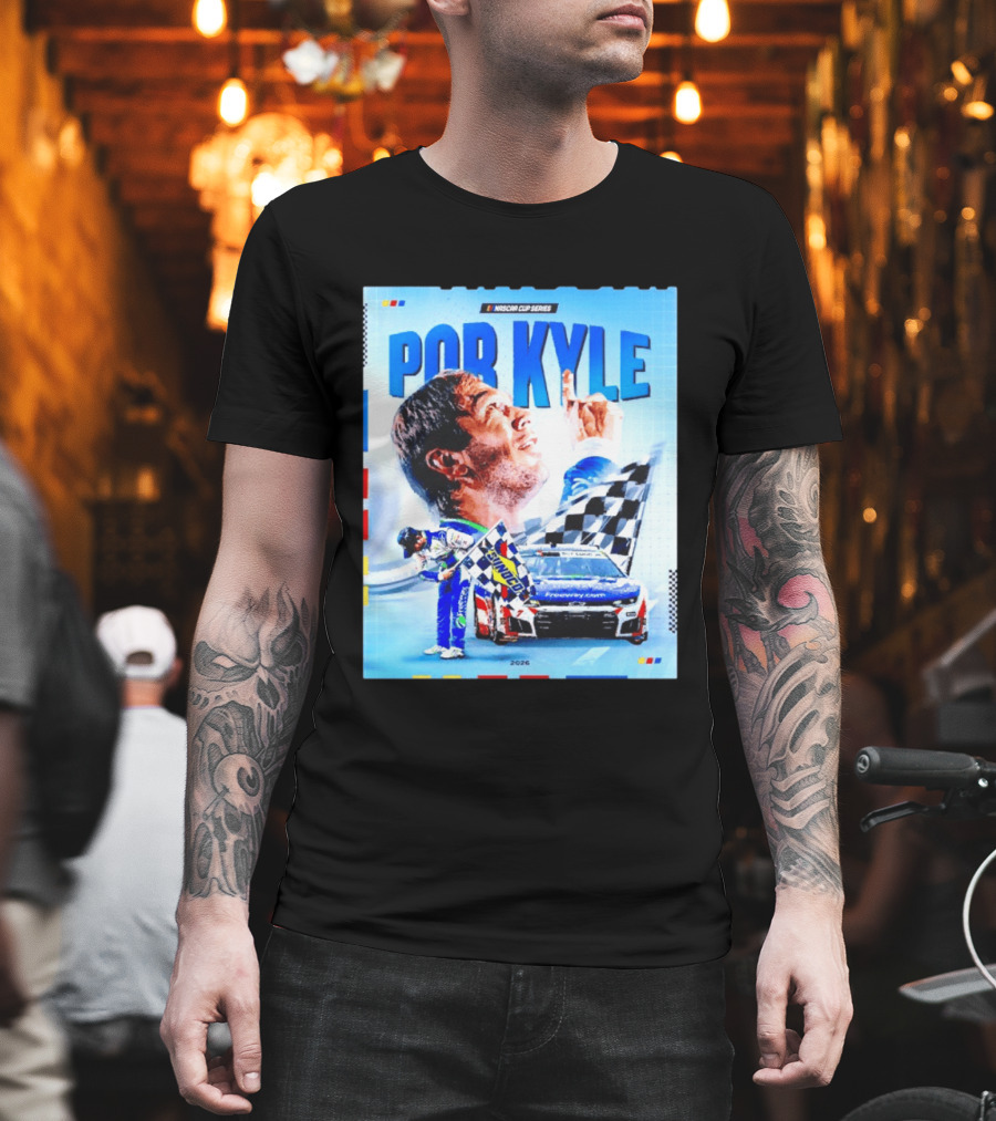 Nascar Cup Series Por Kyle 2026 Racing Celebration With Checkered Flag And Race Car T-Shirt