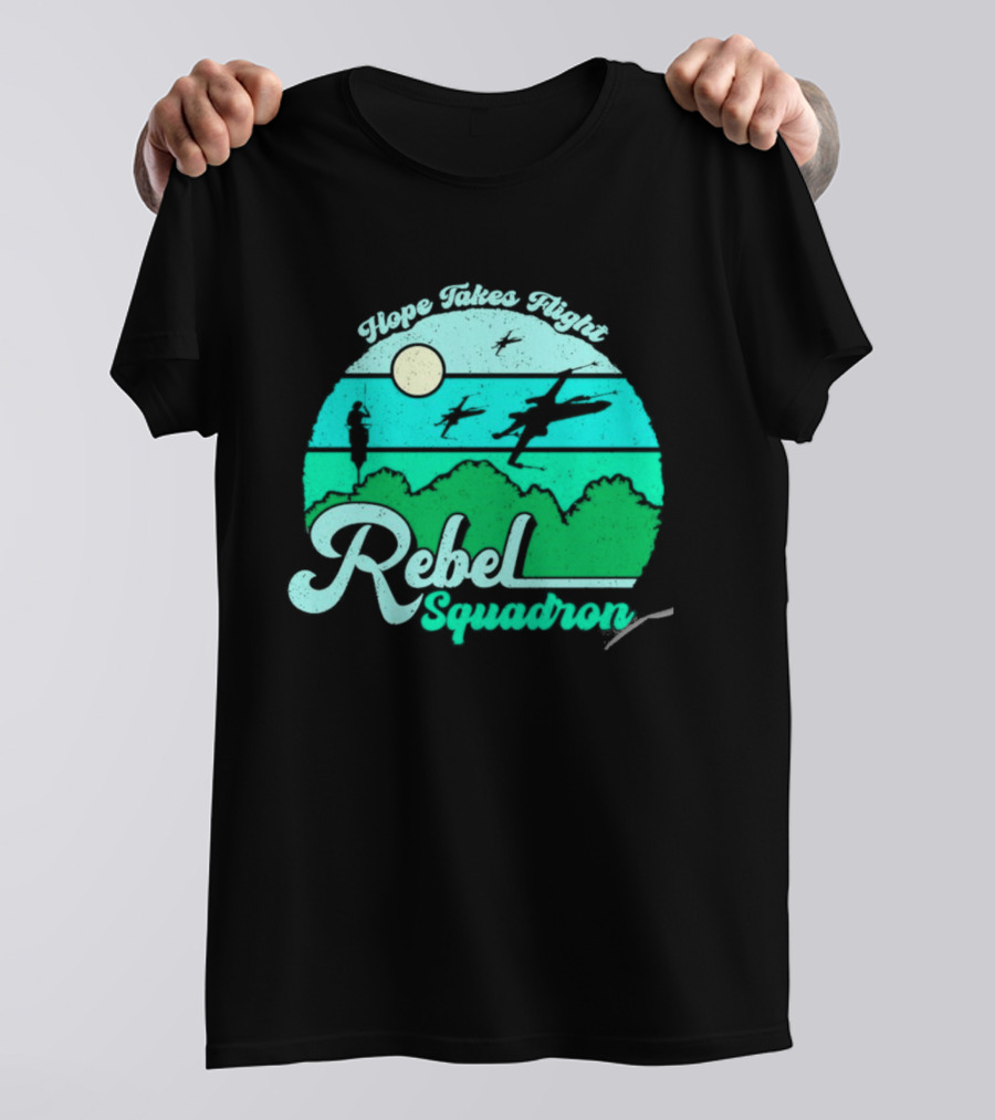Rebel Squadron Hope Takes Flight Sunset Landscape T-Shirt