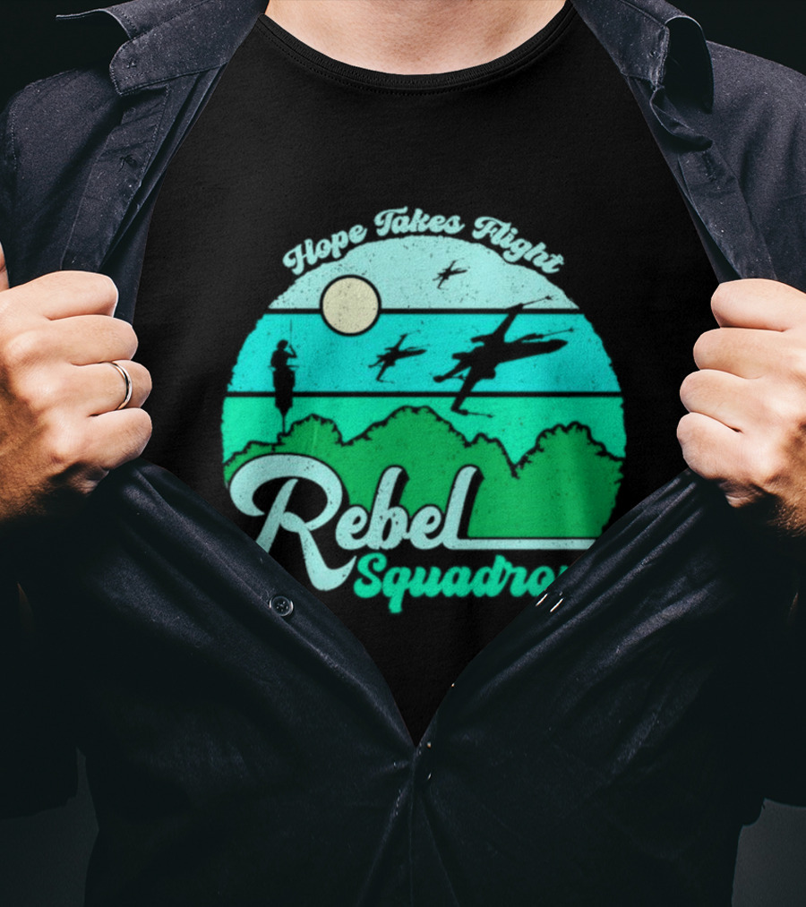 Rebel Squadron Hope Takes Flight Sunset Landscape T-Shirt