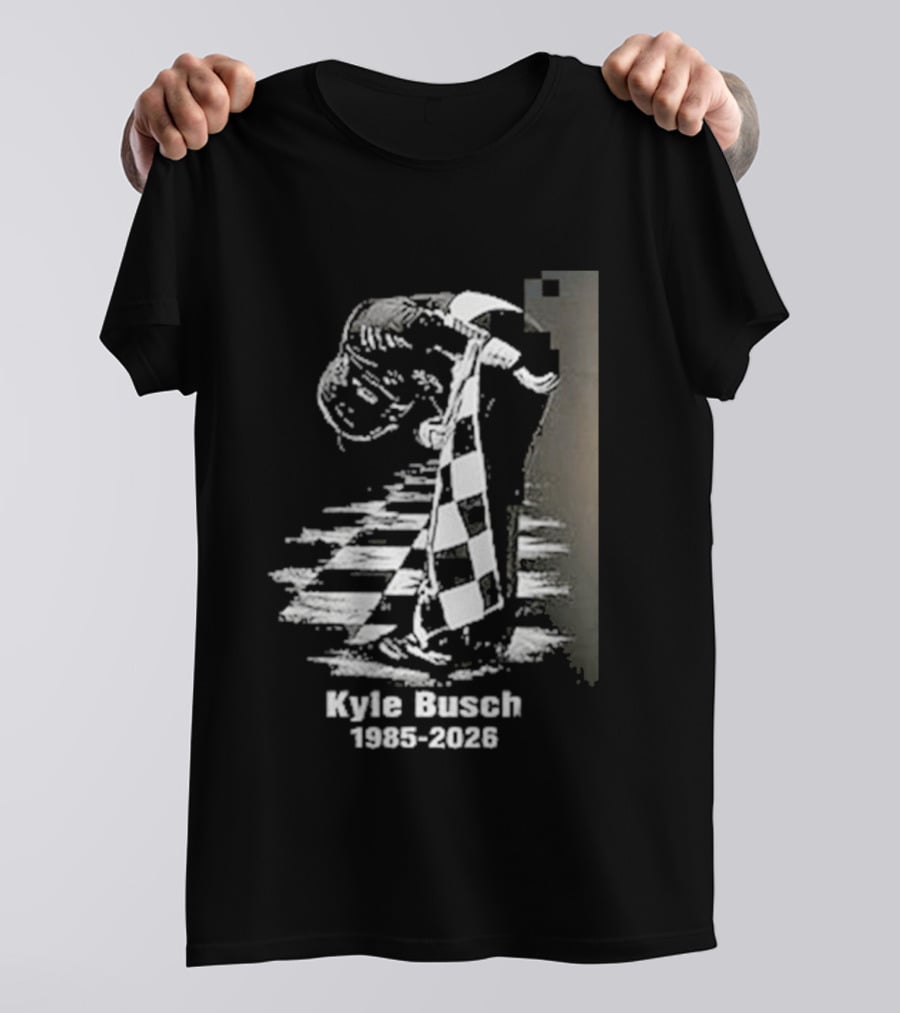 Kyle Busch 1985 2026 Racing Checkered Flag T-Shirt