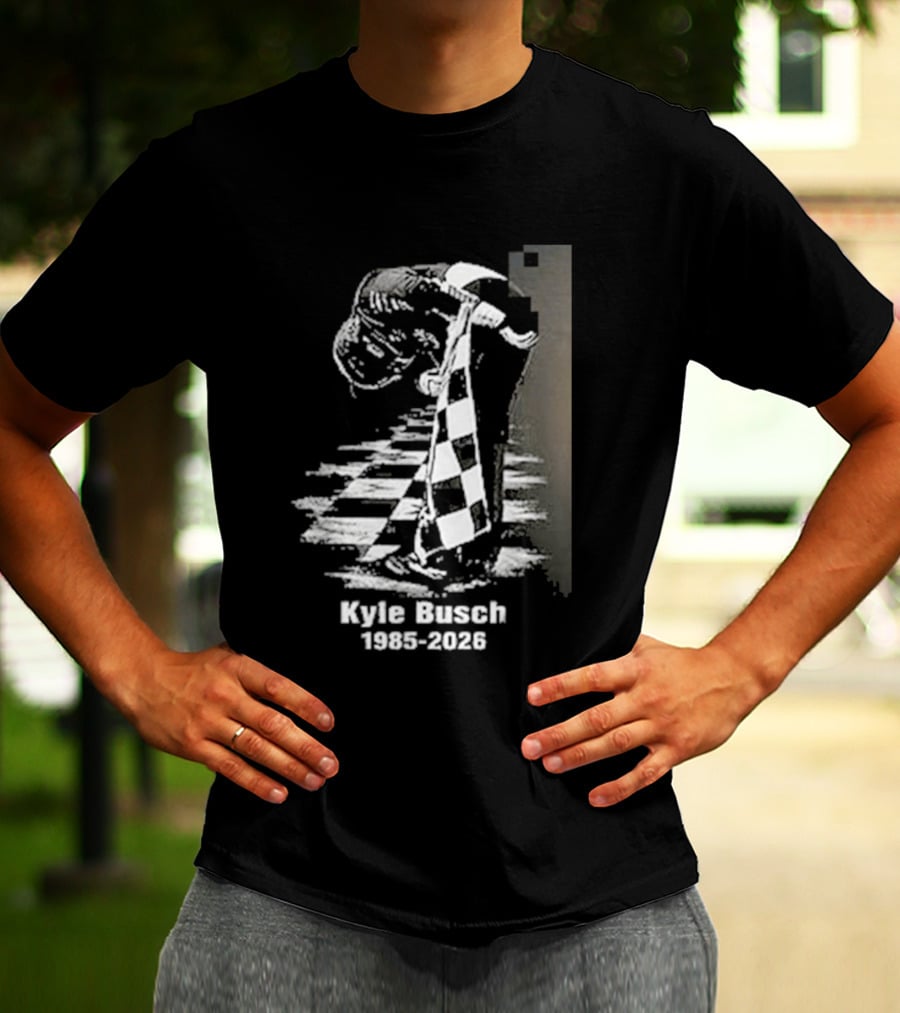 Kyle Busch 1985 2026 Racing Checkered Flag T-Shirt