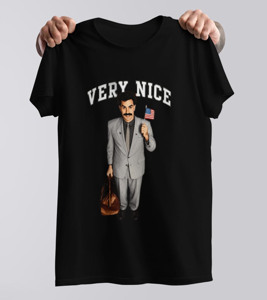 Sacha Baron Cohen Very Nice Borat Holding American Flag T-Shirt