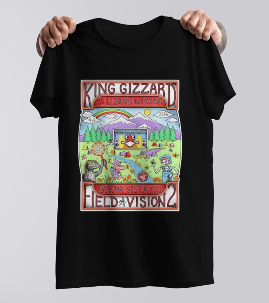 King Gizzard And The Lizard Wizard Field Of Vision 2 Buena Vista CO August 14 16 2026 T-Shirt