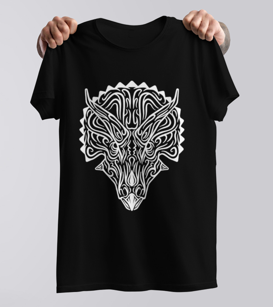 Triceratops Head Tribal T-Shirt