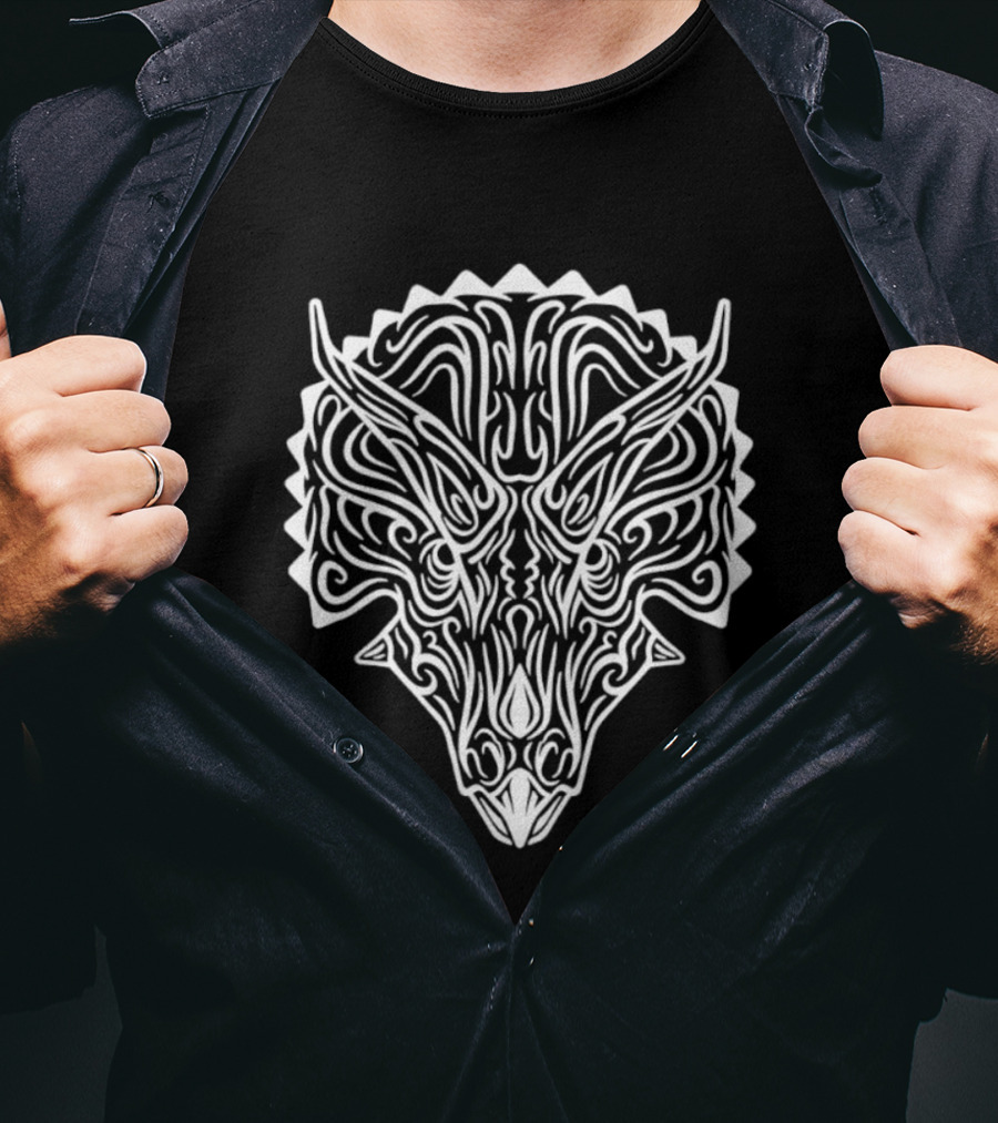 Triceratops Head Tribal T-Shirt
