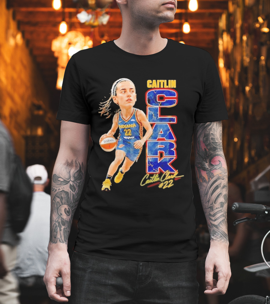 WNBA Indiana Fever Caitlin Clark 22 Basketball Caricature T-Shirt