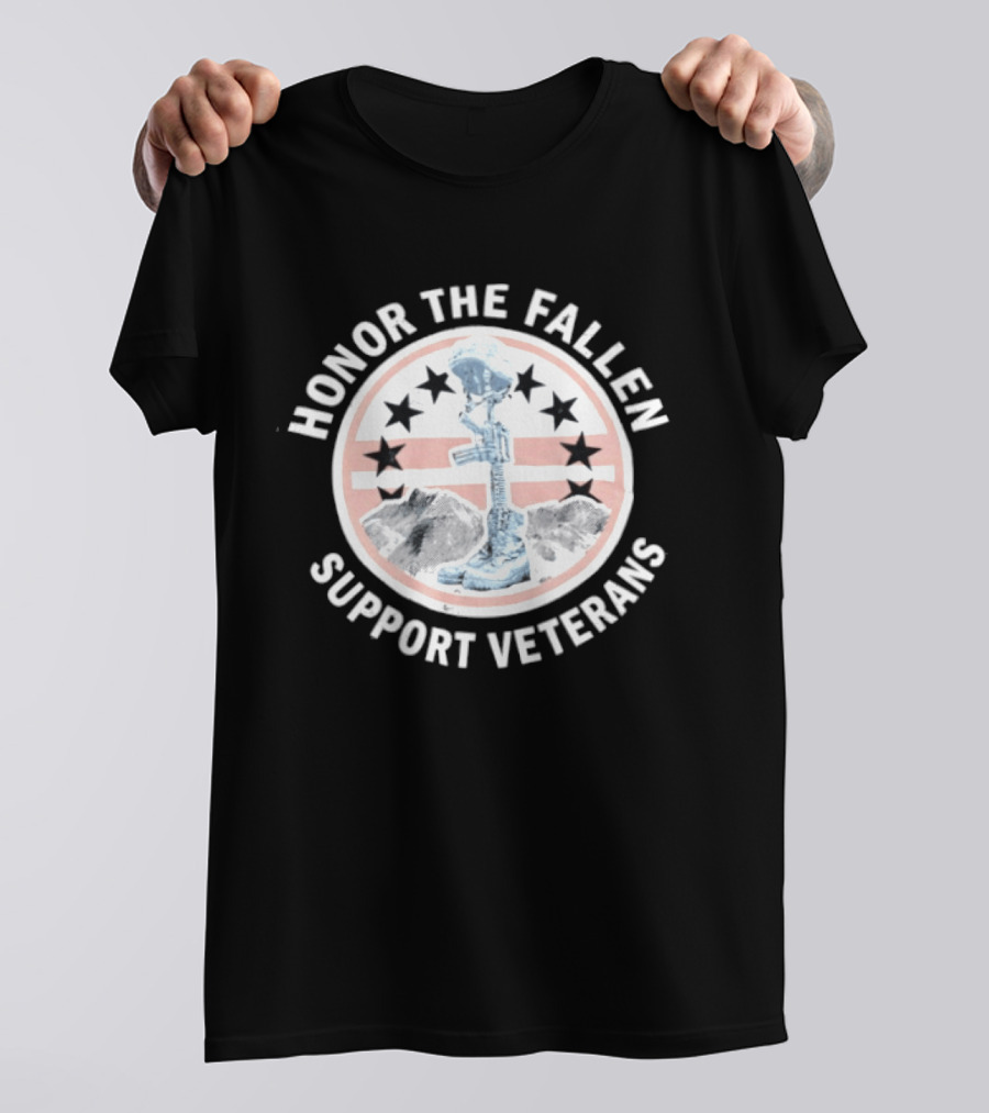 Honor The Fallen Support Veterans Soldier Memorial Stars Patriotic T-Shirt