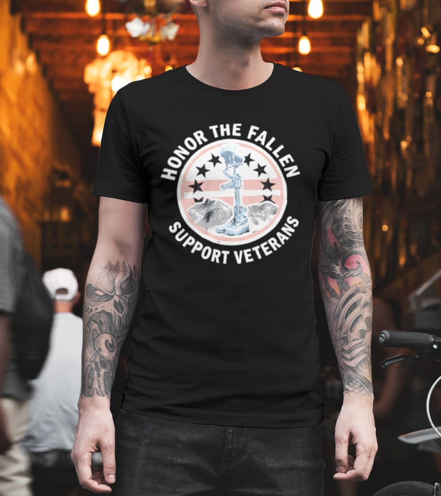 Honor The Fallen Support Veterans Soldier Memorial Stars Patriotic T-Shirt