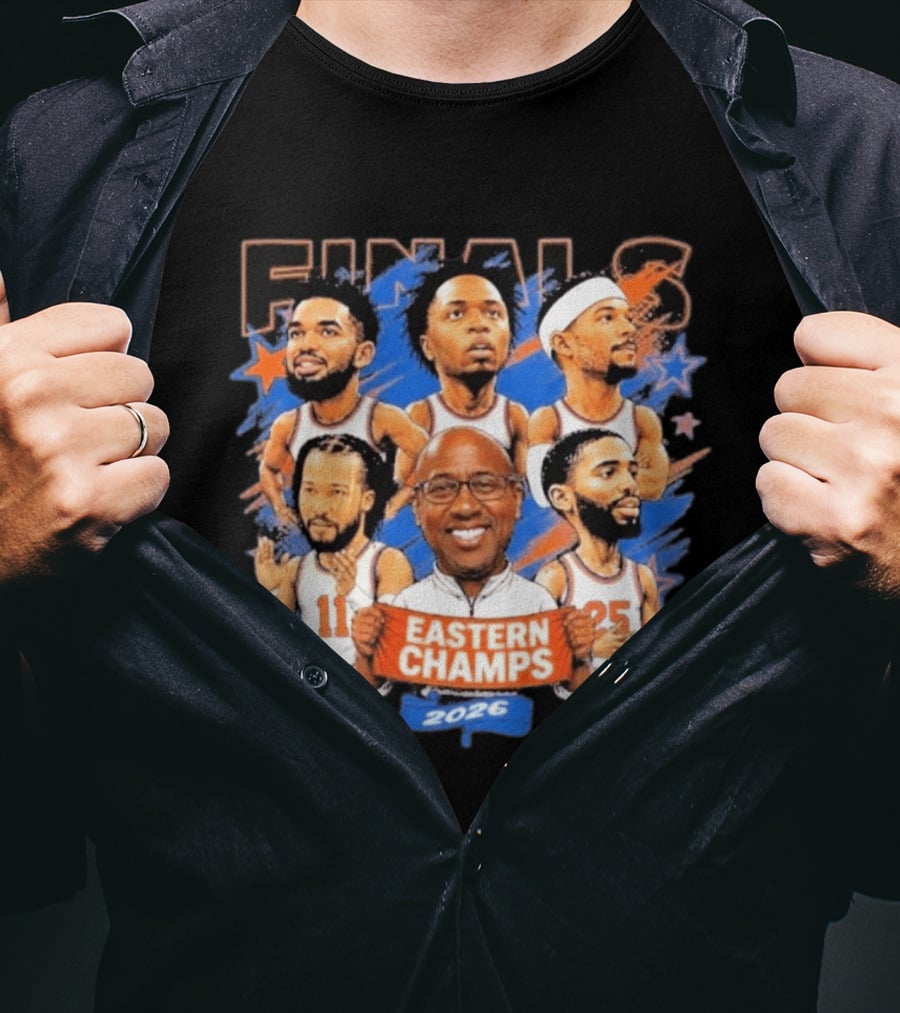 NBA Finals 2026 Eastern Champs Knicks Players And Coach Banner T-Shirt