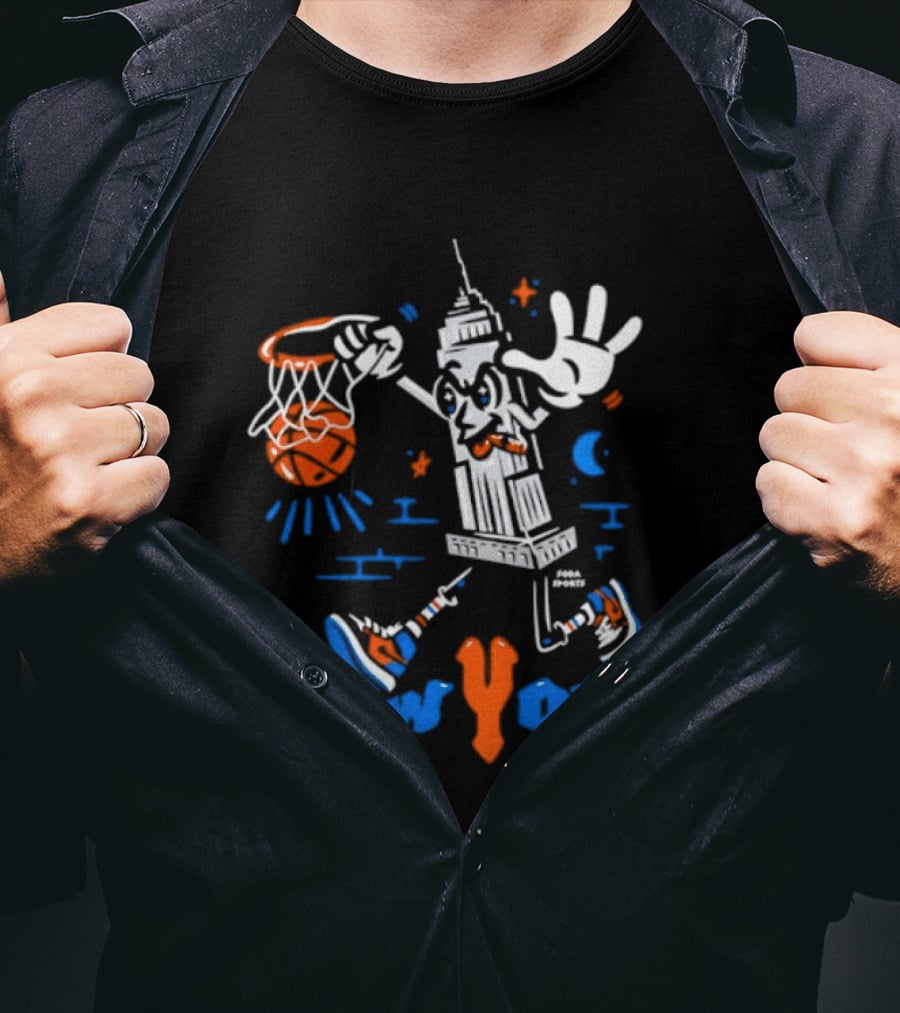 New York Knicks Empire State Building With Basketball And Sneakers T-Shirt