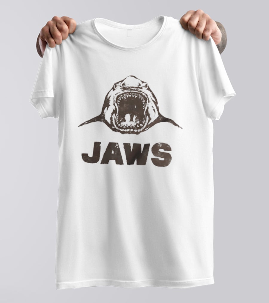 Jaws Great White Shark Minimalist Movie Brown Screen T-Shirt