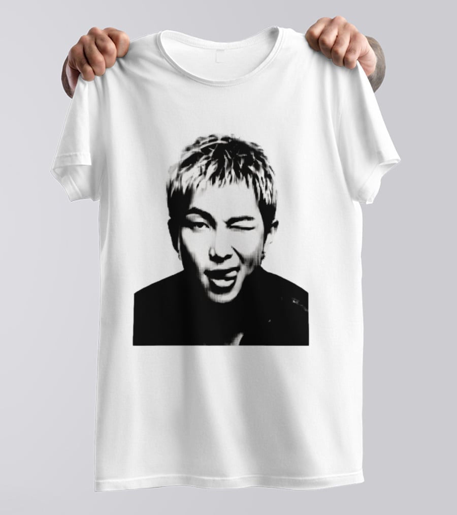 Kim Namjoon BTS K Pop Music Star Halftone Monochrome T-Shirt