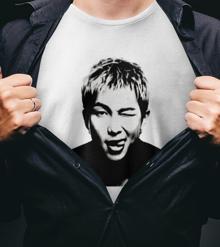 Kim Namjoon BTS K Pop Music Star Halftone Monochrome T-Shirt