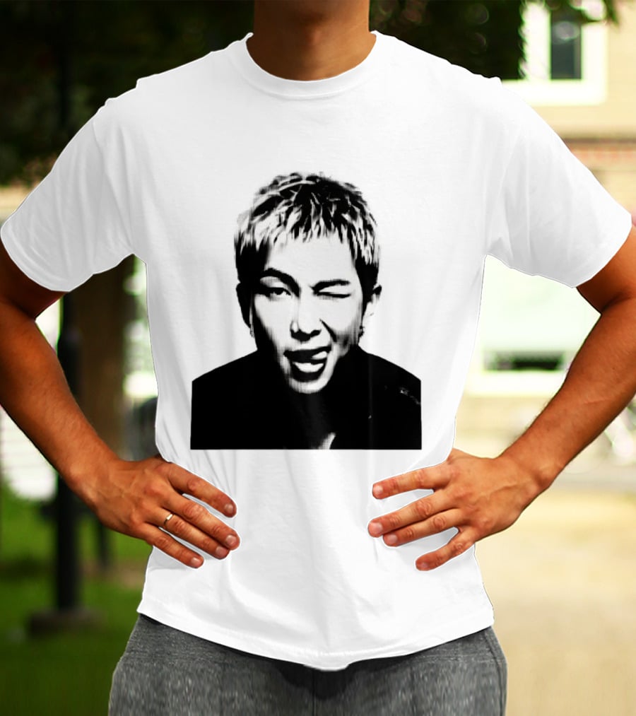 Kim Namjoon BTS K Pop Music Star Halftone Monochrome T-Shirt