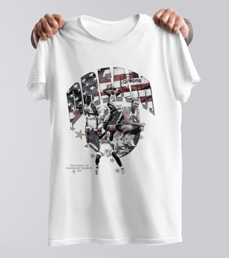 USA Basketball Dream Team 1992 Michael Jordan Scottie Pippen Clyde Drexler Larry Bird Stars And Stripes T-Shirt