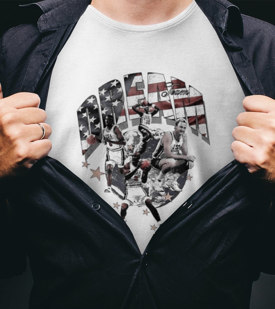 USA Basketball Dream Team 1992 Michael Jordan Scottie Pippen Clyde Drexler Larry Bird Stars And Stripes T-Shirt