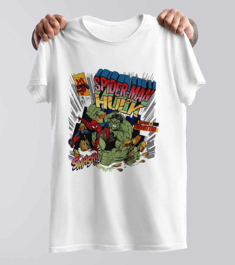 Spider Man Vs Hulk Mayhem Manhattan Marvel Smash 2026 Comic T-Shirt