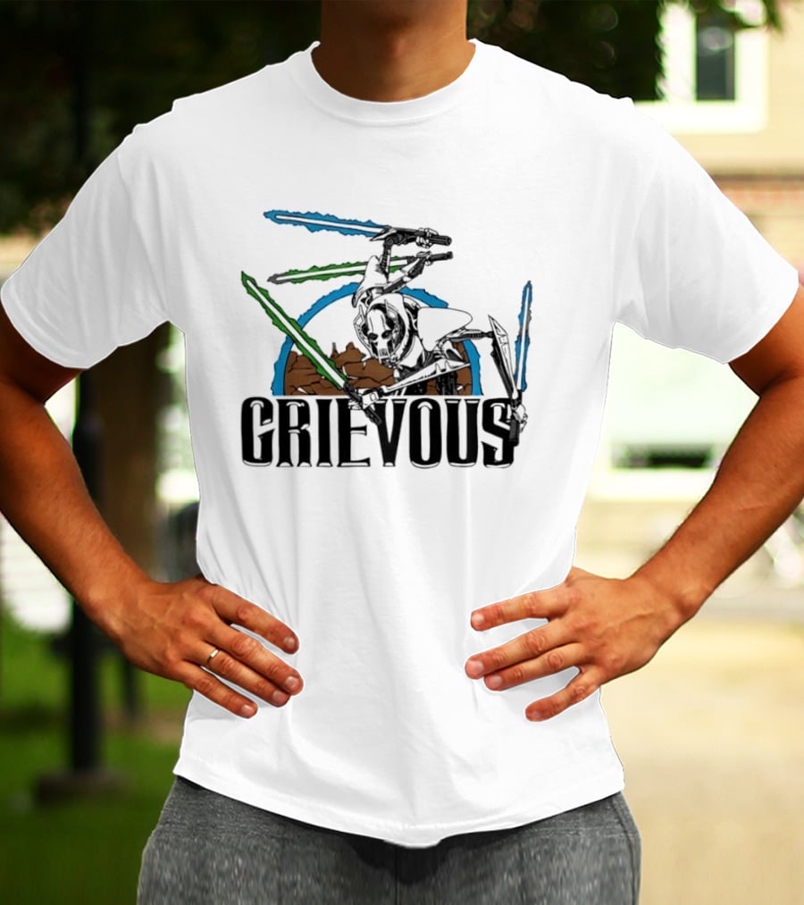 Star Wars General Grievous Iconic Lightsabers Battle Scene T-Shirt