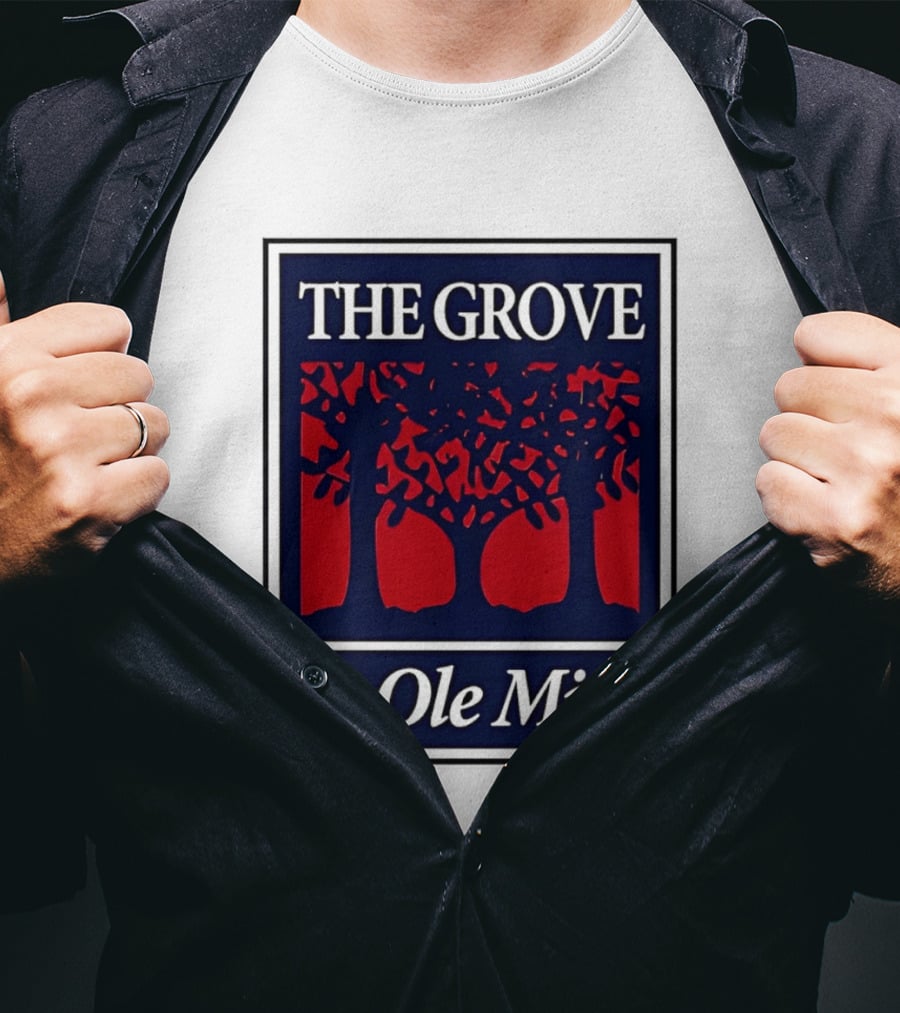The Grove At Ole Miss Trees Red Blue T-Shirt
