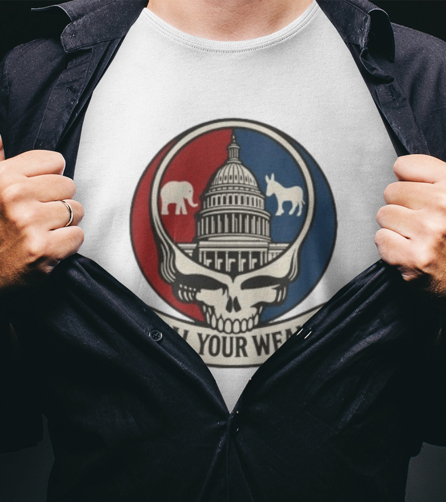 Uncle Scam Steal Your Wealth Capitol Skull Elephant Donkey T-Shirt