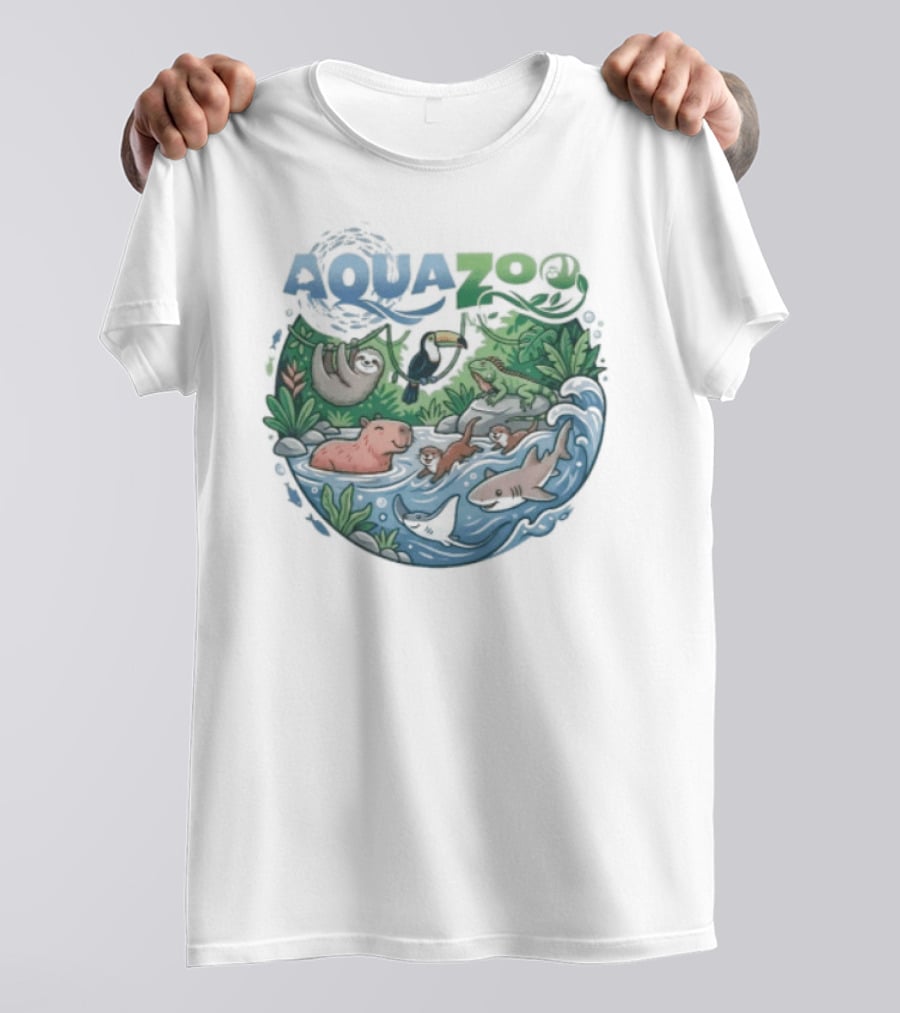 Aquazoo Wildlife Adventure With Toucan Shark Capybara T-Shirt