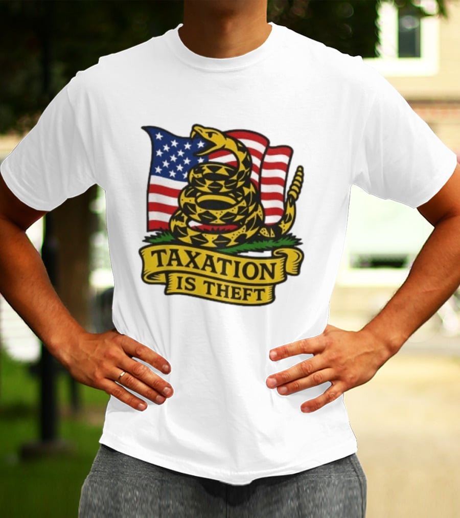 Gadsden Flag American Taxation Is Theft Protest With Snake And Flag T-Shirt