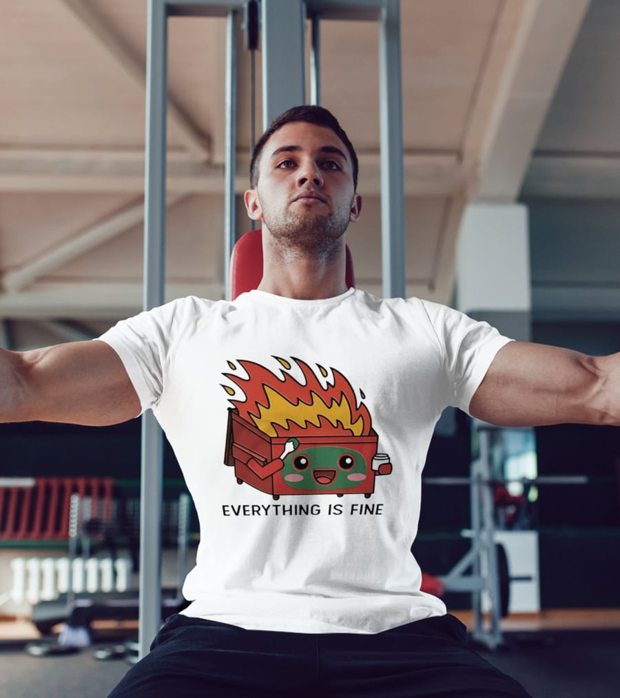 Everything Is Fine Dumpster Fire Meme Cute Cartoon T-Shirt