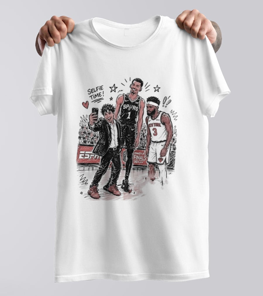 NY Knicks And San Antonio Spurs Selfie Time Finals Caricature T-Shirt