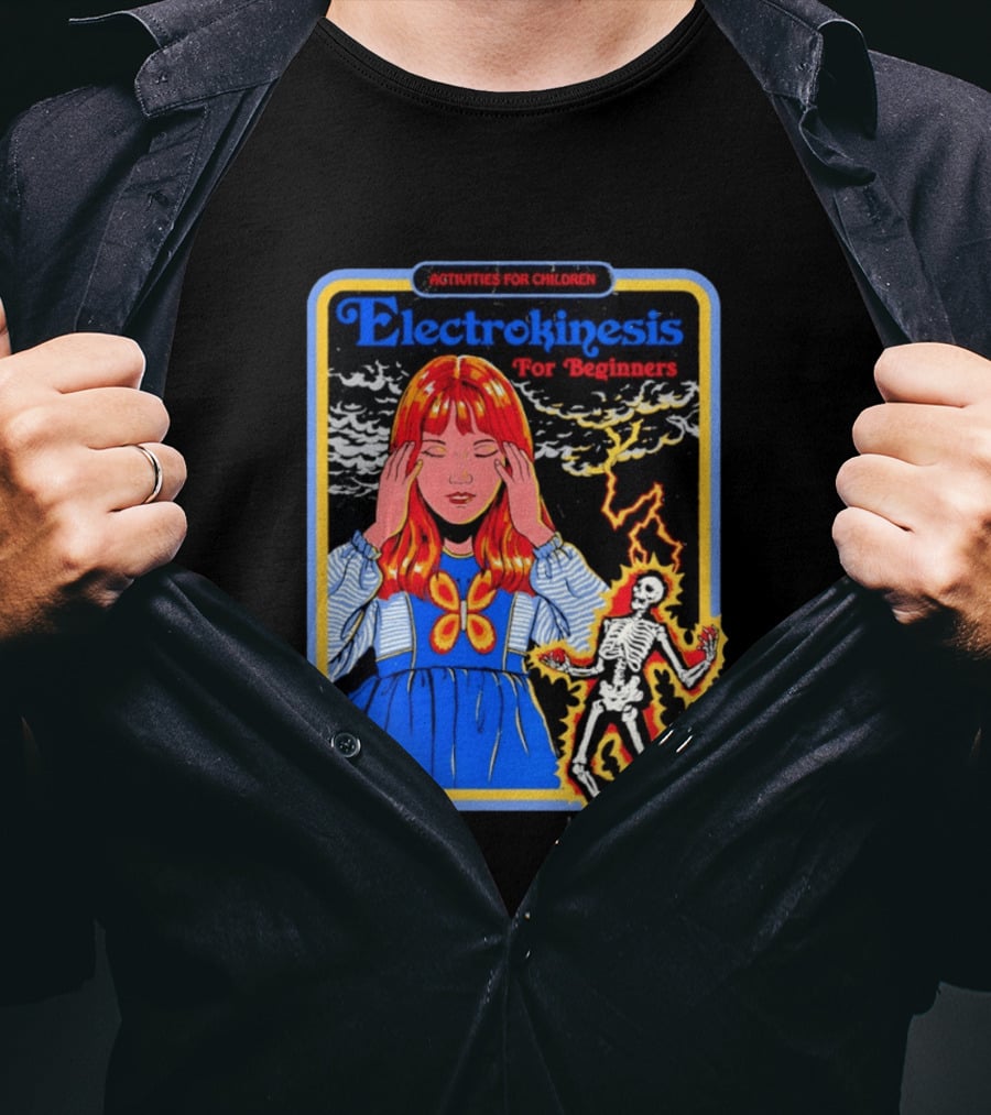 Activities For Children Electrokinesis For Beginners Vintage Style Art With Lightning Bolt Skeleton T-Shirt