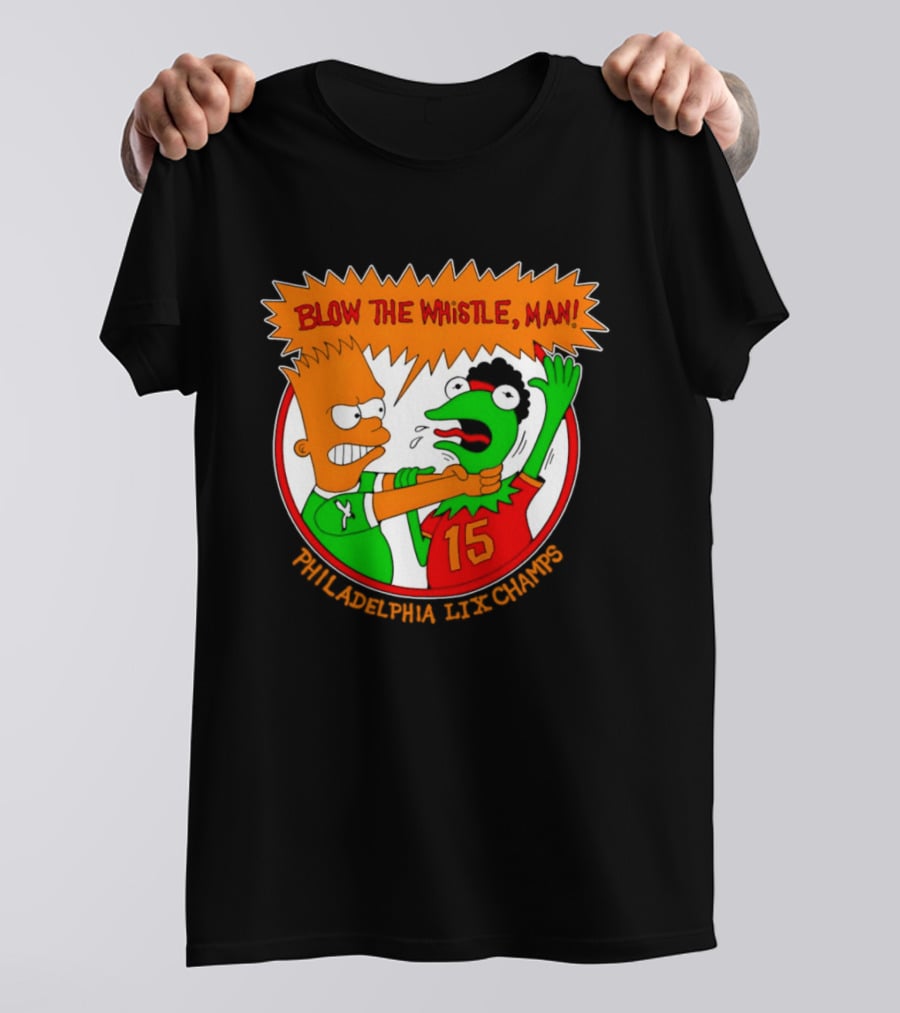 Bart Simpson Kermit The Frog Blow The Whistle Philadelphia LIX Champs T-Shirt