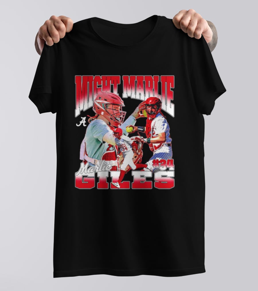 Might Marlie Giles #34 Alabama Softball Player Collage T-Shirt