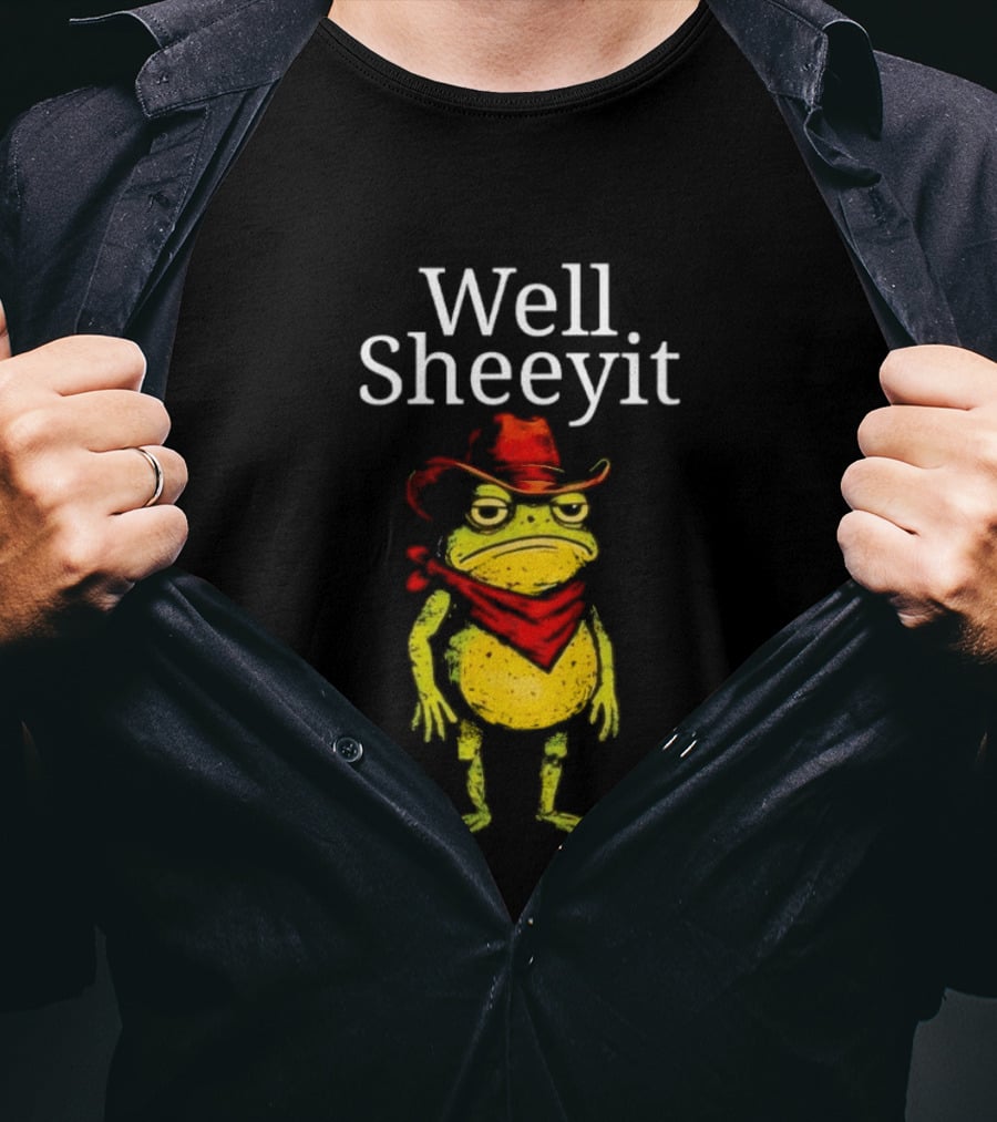 Well Sheeyit Frog Cowboy Hat And Bandana T-Shirt