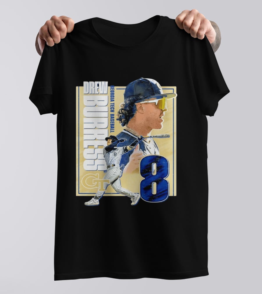 Drew Burress Georgia Tech Baseball Athlete Number 8 T-Shirt