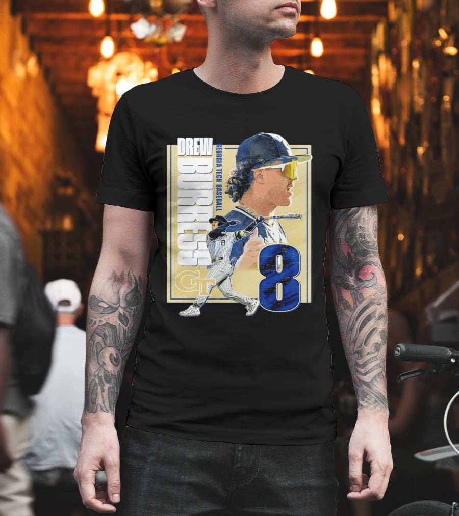 Drew Burress Georgia Tech Baseball Athlete Number 8 T-Shirt
