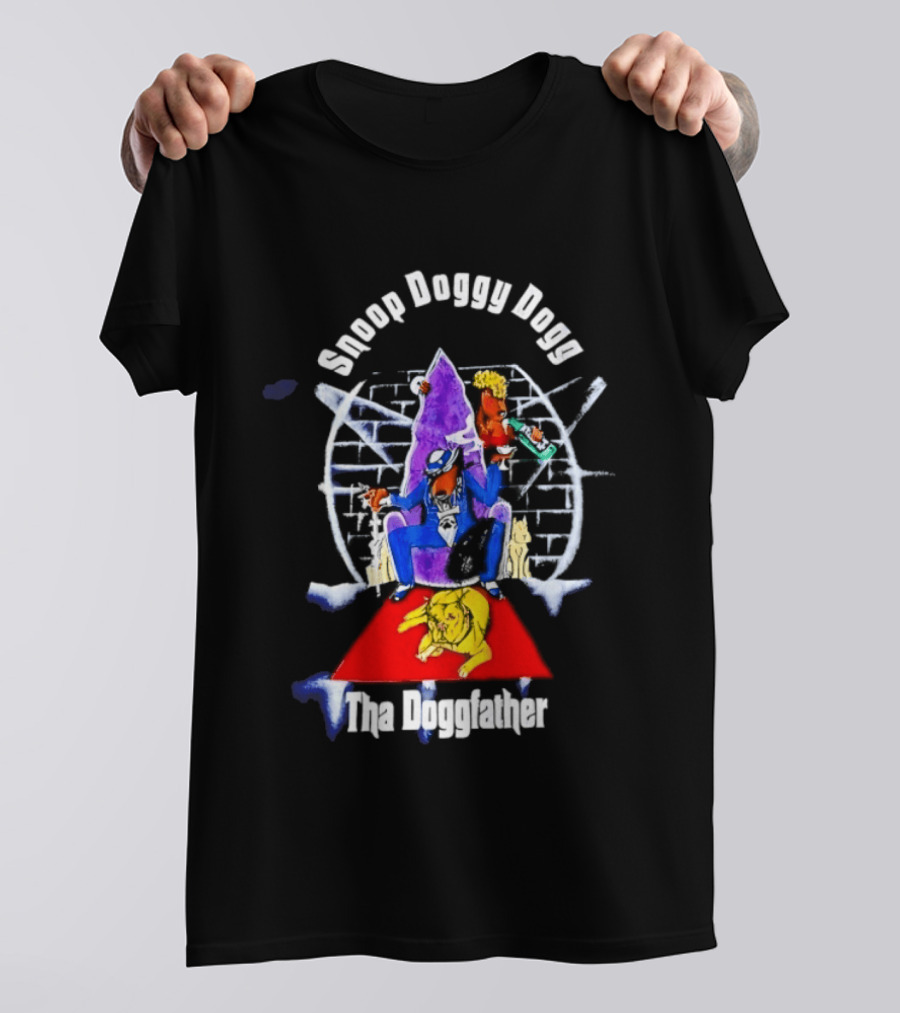 Snoop Doggy Dogg Tha Doggfather 1990 Brick Wall Throne حجر T-Shirt