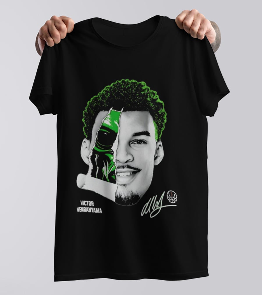 Victor Wembanyama Alien Torn Creature Signature T-Shirt