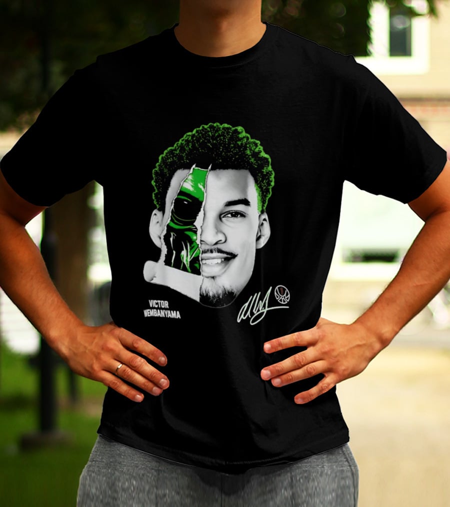 Victor Wembanyama Alien Torn Creature Signature T-Shirt