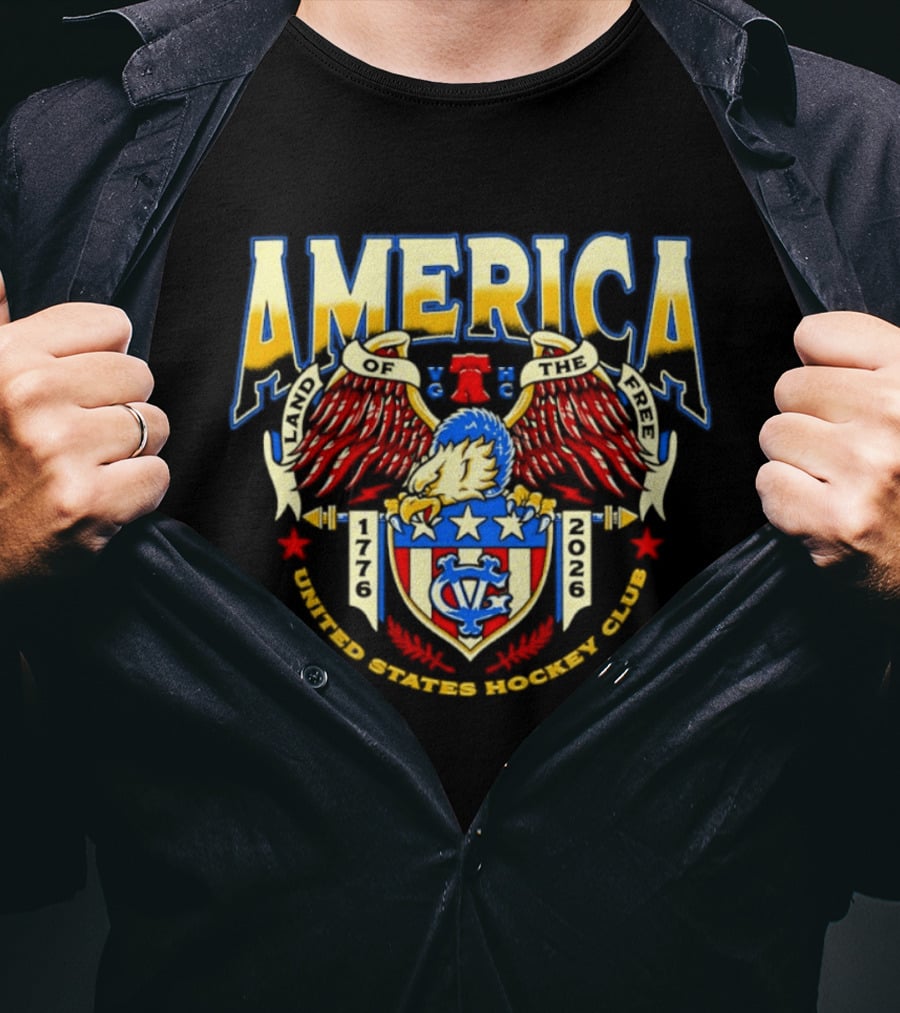 America Land Of The Free 1776 2026 United States Hockey Club 250th Anniversary T-Shirt