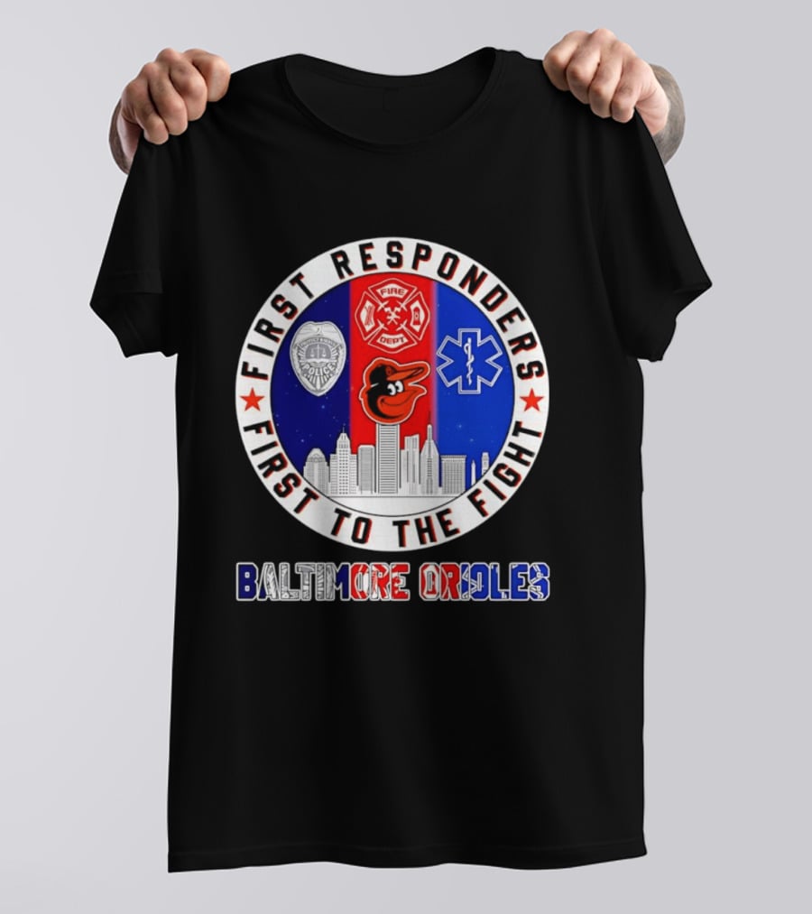 First Responders Baltimore Orioles City Skyline T-Shirt