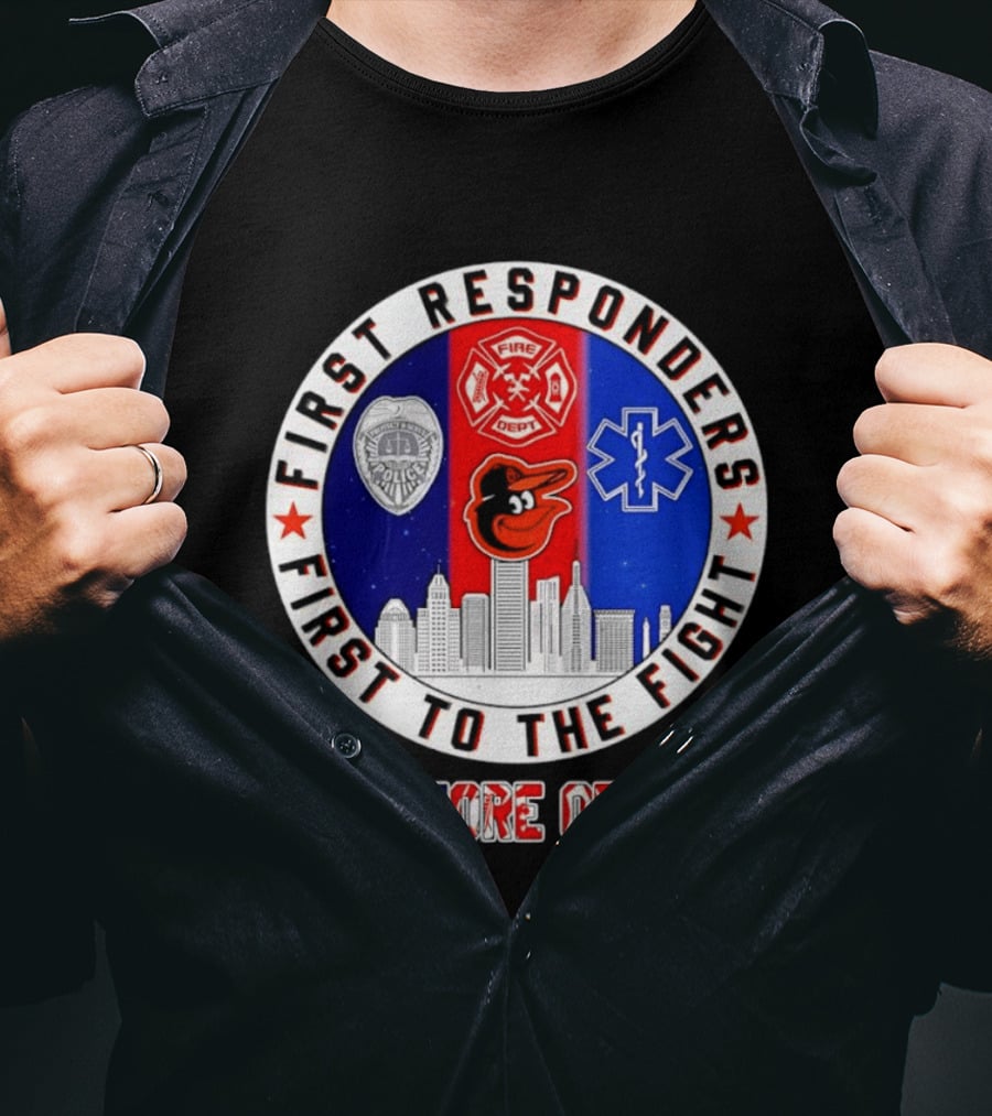 First Responders Baltimore Orioles City Skyline T-Shirt