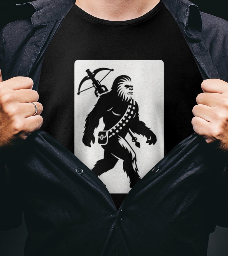 Chewbacca Bigfoot Star Wars Wookiee Hunter Sci Fi Creature Crossbow Trekker T-Shirt
