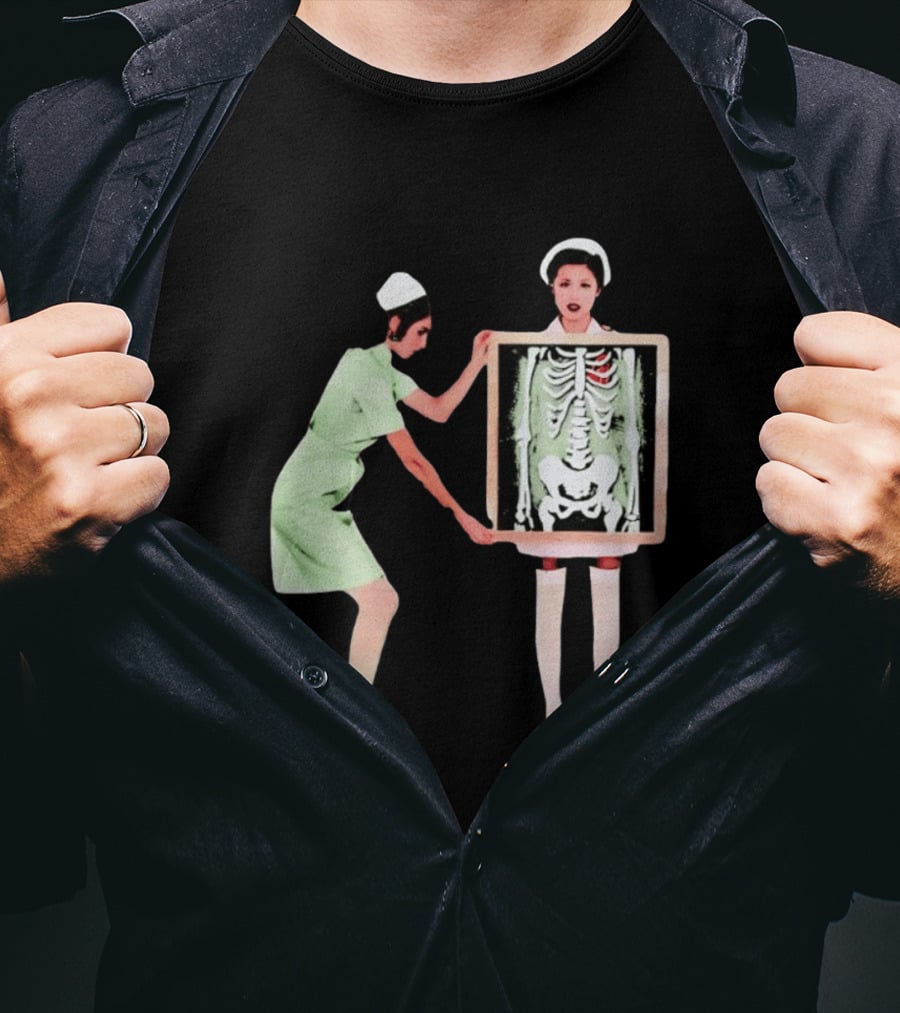 Nurse With X Ray Skeleton And Red Heart T-Shirt