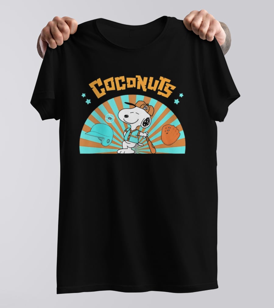 Snoopy Coconuts Baseball Player Cartoon Dog Peanuts Charlie Brown T-Shirt