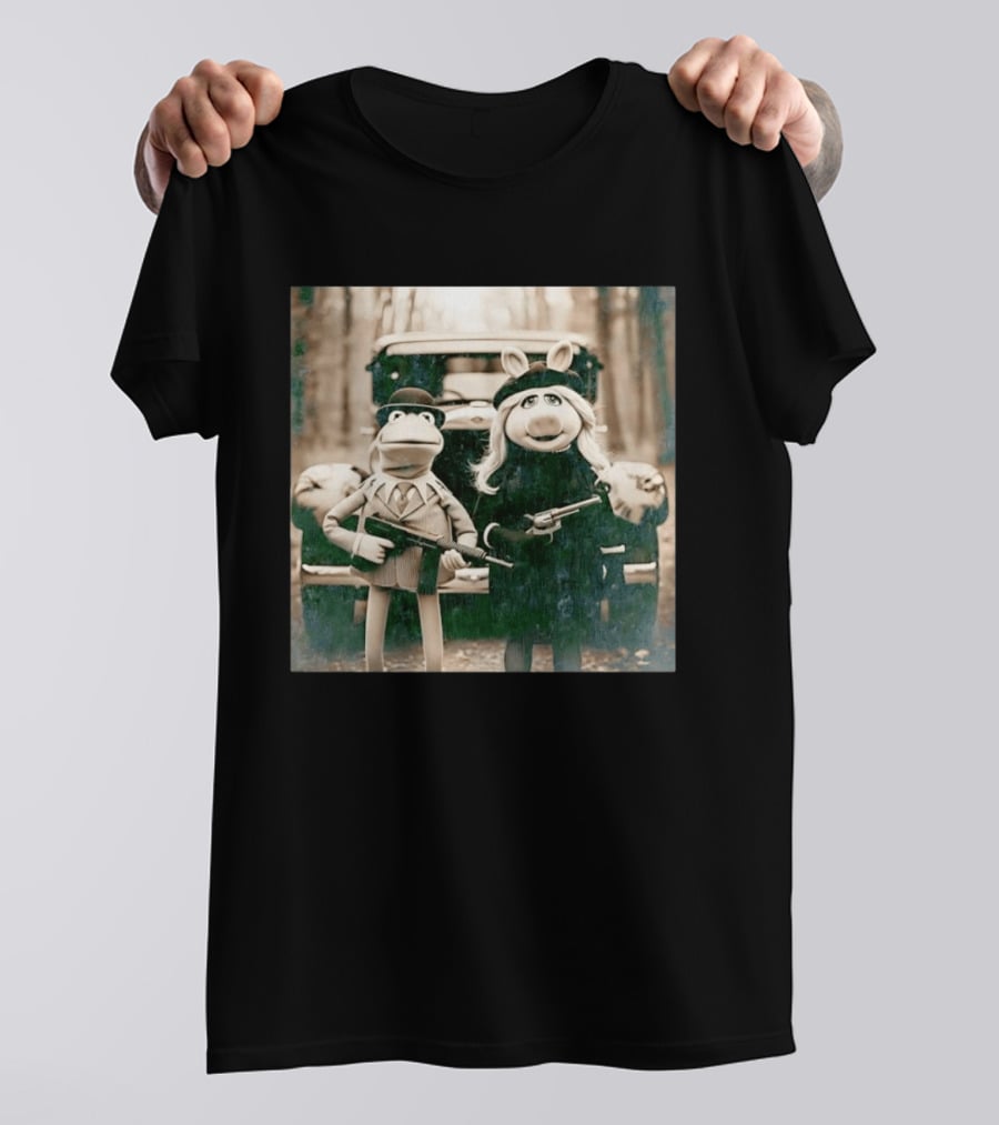 The Muppets Kermit The Frog Miss Piggy Gangster T-Shirt